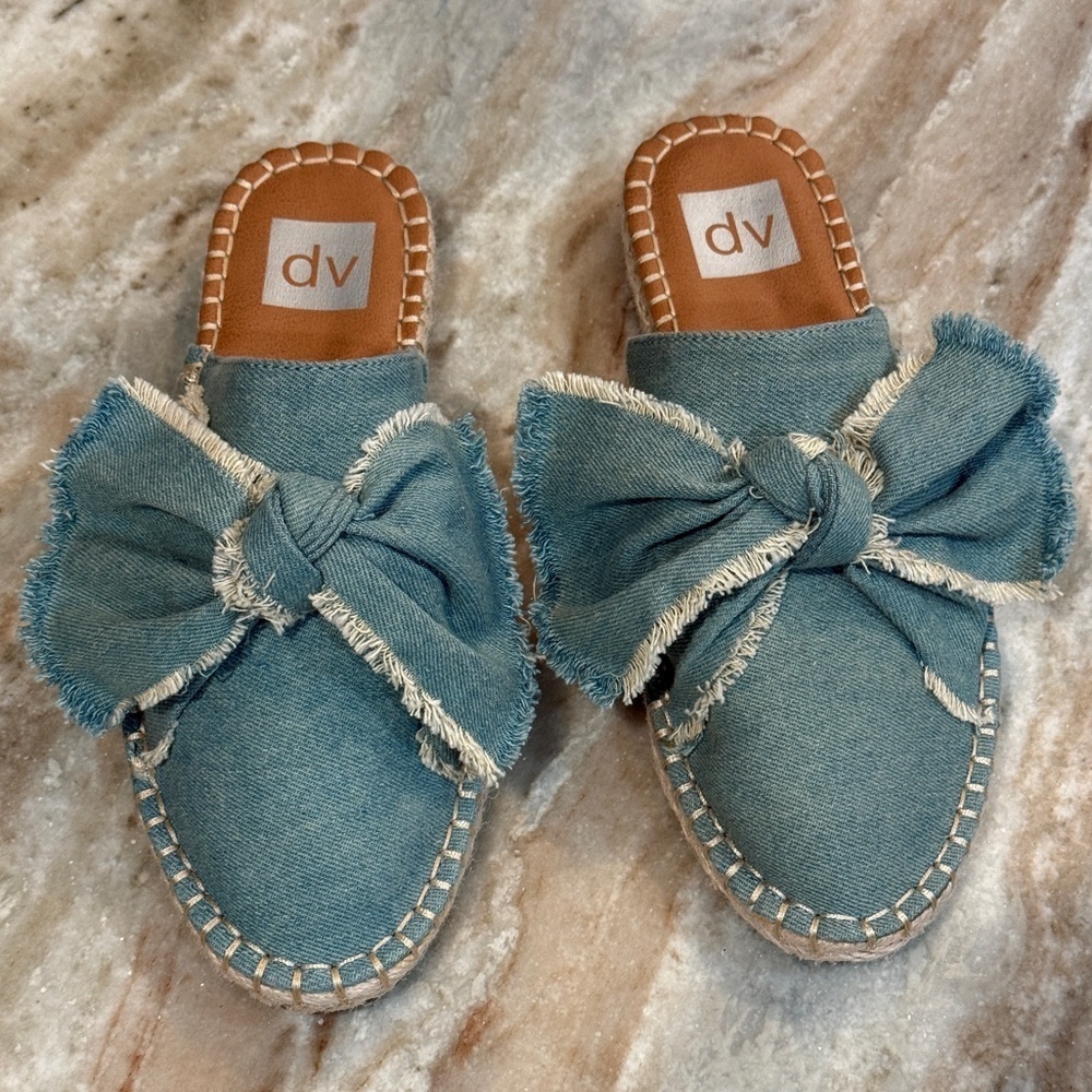 Women’s DOLCE VITA Desirae espadrille chambray mules- Size 7.5 - Picture 2 of 6